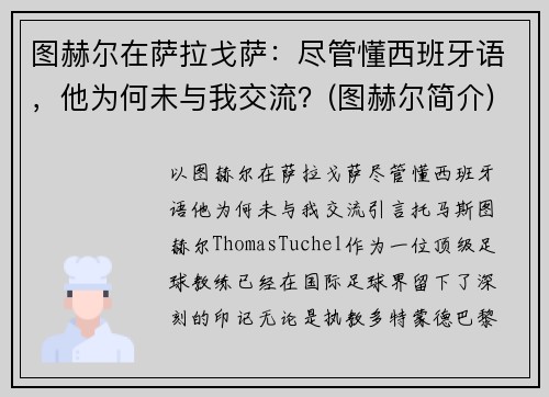 图赫尔在萨拉戈萨：尽管懂西班牙语，他为何未与我交流？(图赫尔简介)